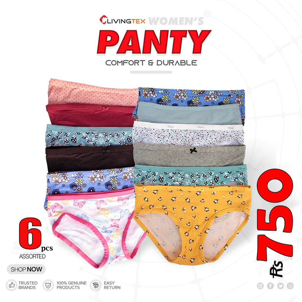 6PCS. 100 % Cotton Underwer Ladies Panty Women's sexy cotton