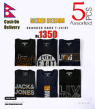 5 Pcs Branded Multicolor and Assorted T-Shirt