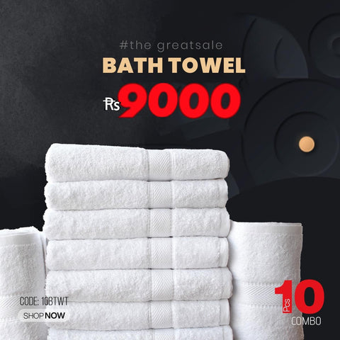 10 Pcs White Bath Towel