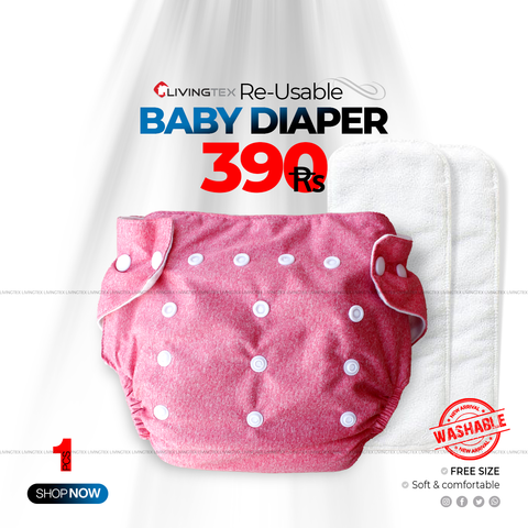 Washable Baby Diaper (Pink)