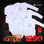 6 Pcs Full Sleeves Baby Romper (white)