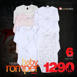 6 Pcs Full Sleeves Baby Romper (white)