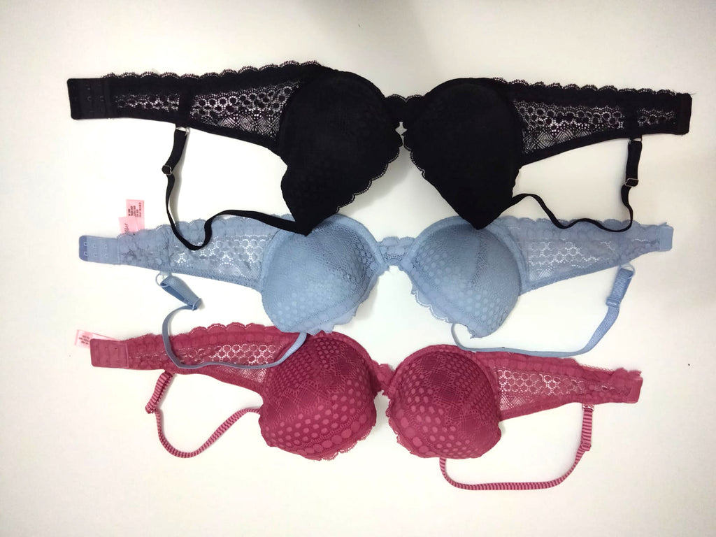 Women's Hosiery Bra and Panty Set Lingerie Sets Multicolour Pack of 3  Vic-3-BYPK-32B