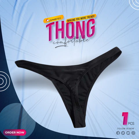 1 Pcs Ladies Underwear Thong (Black)