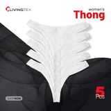 5 Pcs Ladies Underwear Thong (White)