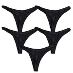 5 Pcs Ladies Underwear Thong (Black)